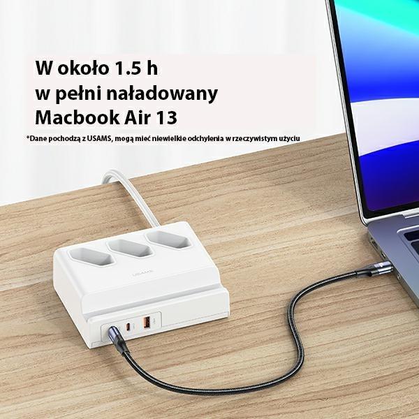 Actual product image Usams 65W Super SI Fast Charging USB Dock - White (6 x, USB-C, USB-A, 2 m)