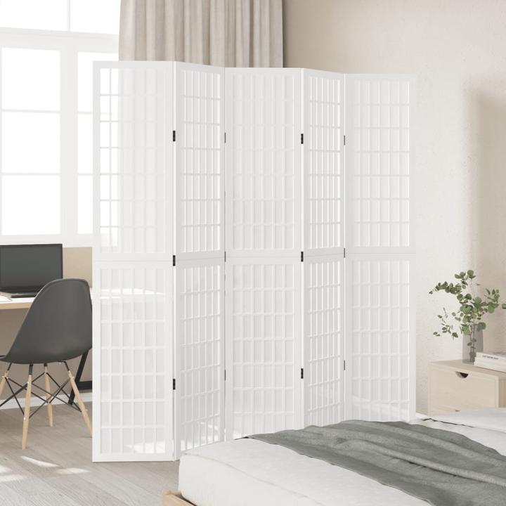 Image du produit vidaXL Séparation de pièce Paravent Mur d'Espagne 5 pcs. blanc bois massif