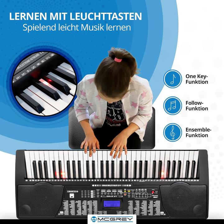 Actual product image Funkey LK-6150 Keyboard Set mit Leuchttasten und Z-Ständer (61 Keys)