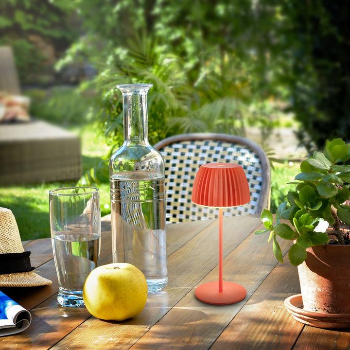 Produktbild Briloner Brilo unplugged RIFFLE Akku Mini Tischleuchte mit Lichtkante - Orange (150 lm)