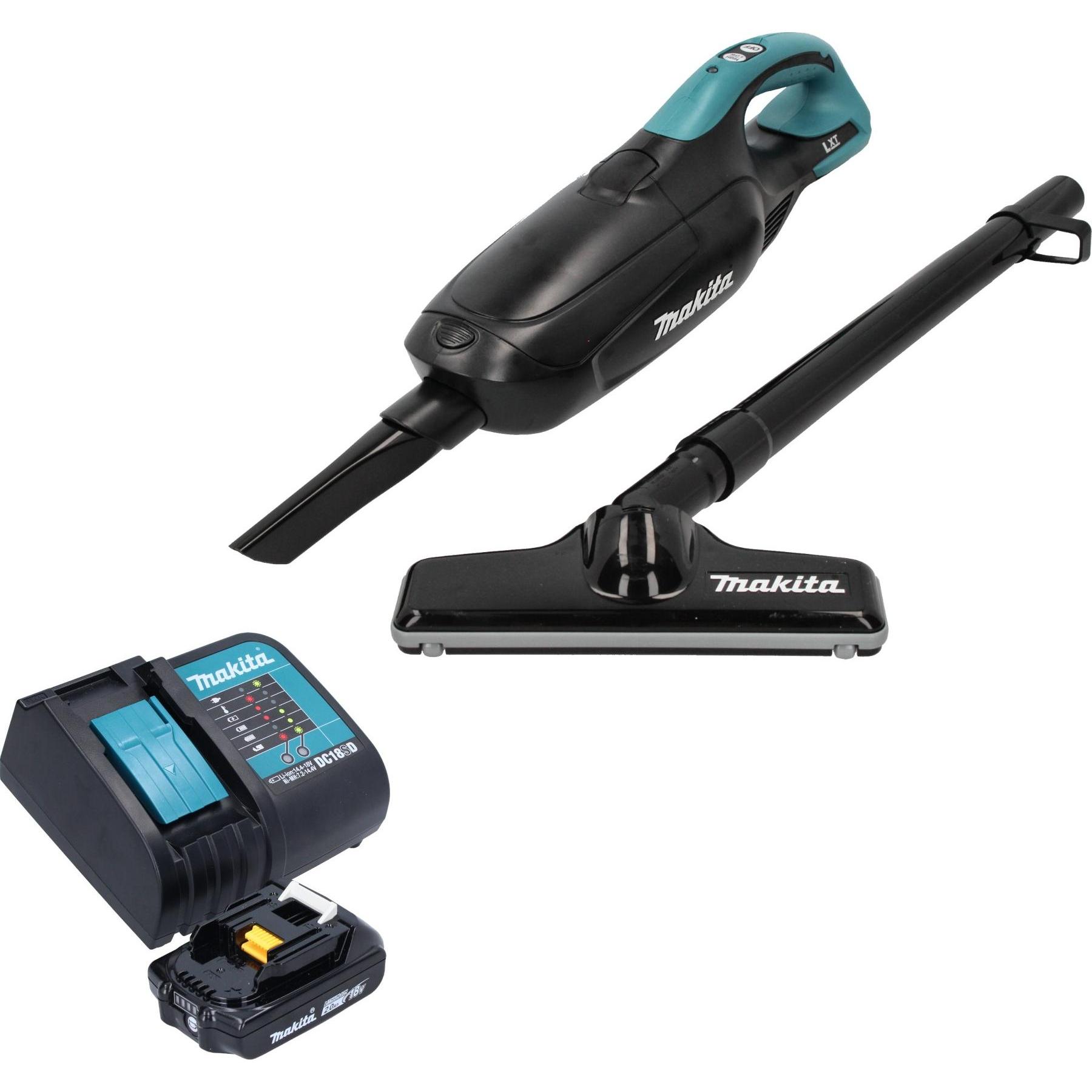Makita DCL 182 SA1 B Akku Staubsauger 18 V Schwarz + 1x Akku 2,0 Ah + Ladegerät, Staubsauger, Schwarz
