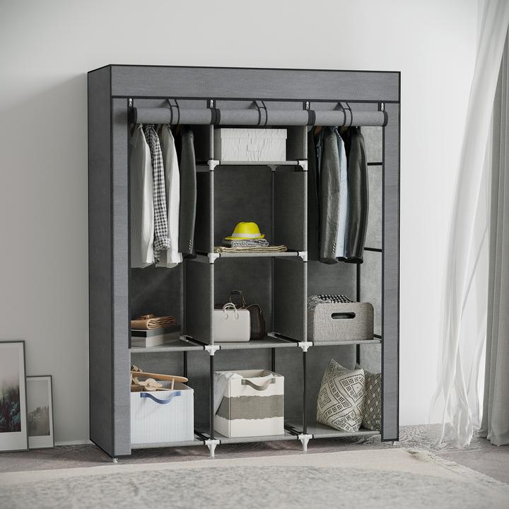 Actual product image Homcom Stoffschrank Stahl, Vliesstoff Dunkelgrau (125 x 43 x 162.5 cm)