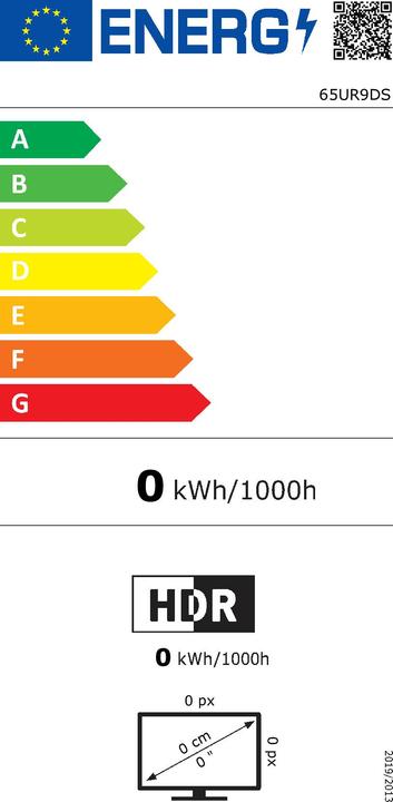 Energie-Label Hisense TV 65UR9DS 65" RGB Mini LED 4K (65", LED, QLED, 4K, 2026)