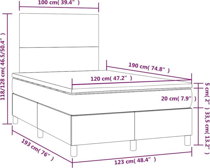 Immagine prodotto vidaXL Boxspringbett (120 x 190 cm)