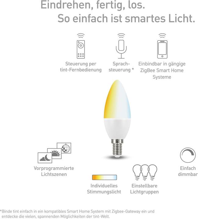 Actual product image Müller Licht E4 LED warm to cold candle shape (E14, 470 lm, 1x)