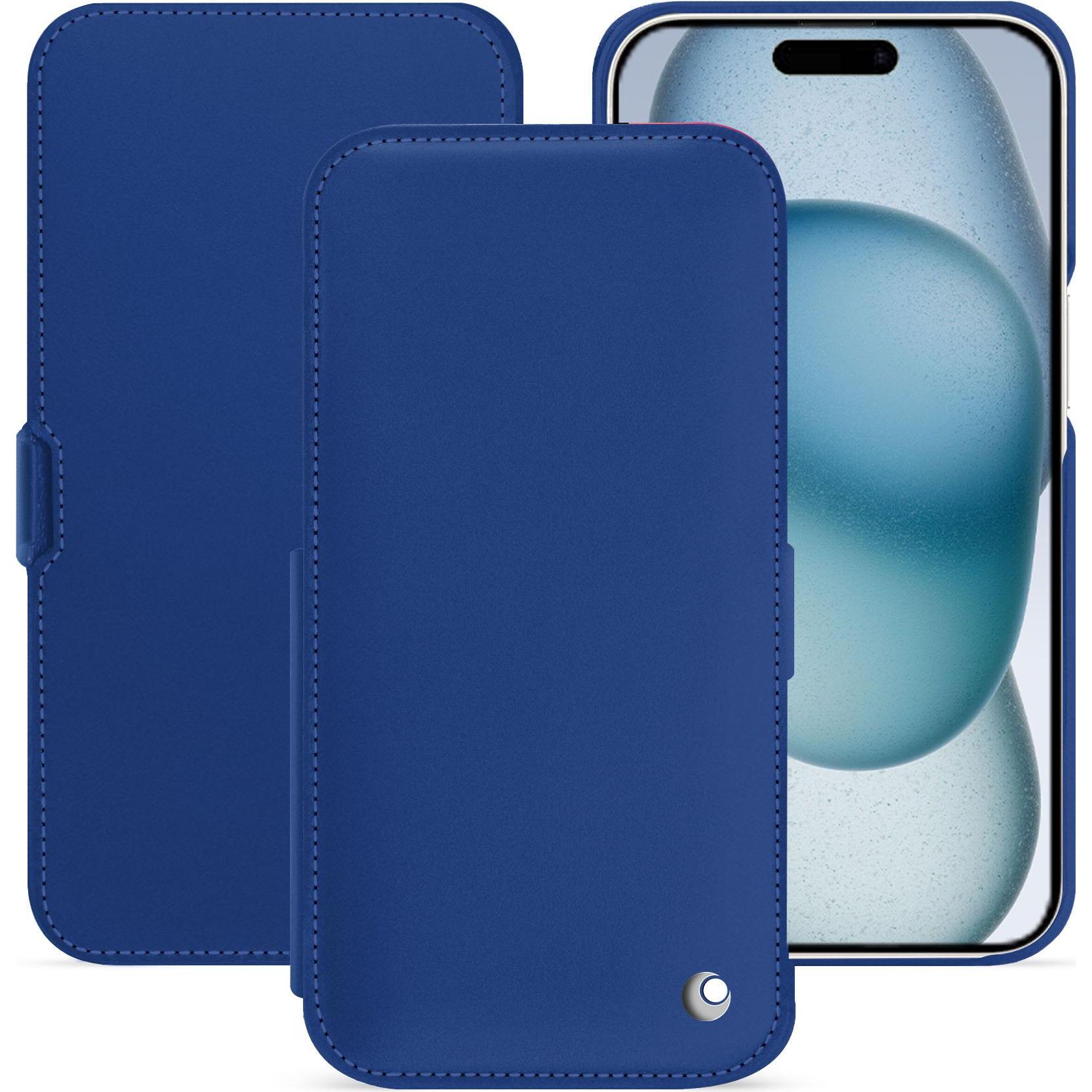 Noreve Lederschutzhülle horizontal (Apple iPhone 15), Smartphone Hülle, Blau