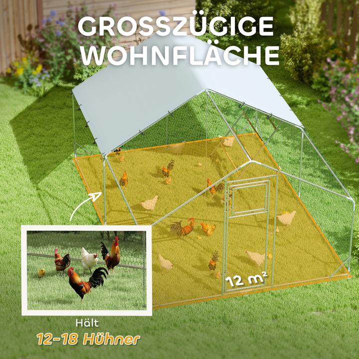 Image du produit PawHut Hühnerstall Verzinkte Stahlrohre, Stahlgitter Silber