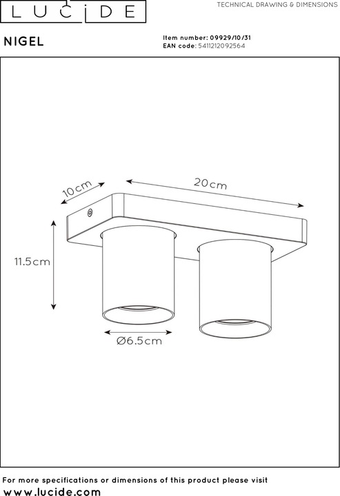 Produktbild Lucide Nigel (320 lm, GU10)