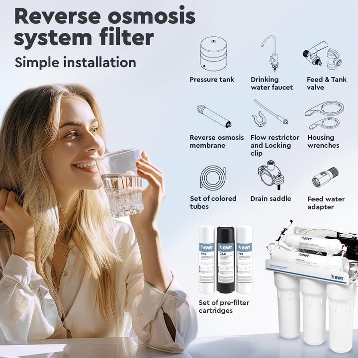 Produktbild BWT Haushalts-Umkehrosmose-System mit Pumpe und Remineralisator für reines Wasser