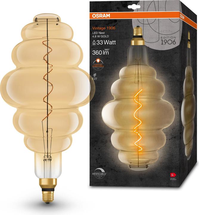 Actual product image Osram Vintage 1906 (E27, 4.80 W, 360 lm, 1 x, G)