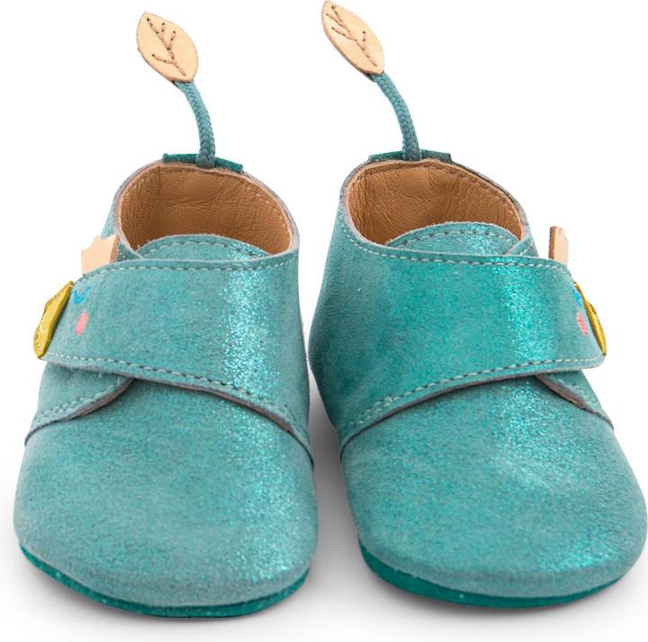Image du produit Moulin Roty Chaussons en cuir oie bleue 0/6 mois, Le Voyage d'Olga (16, 17)