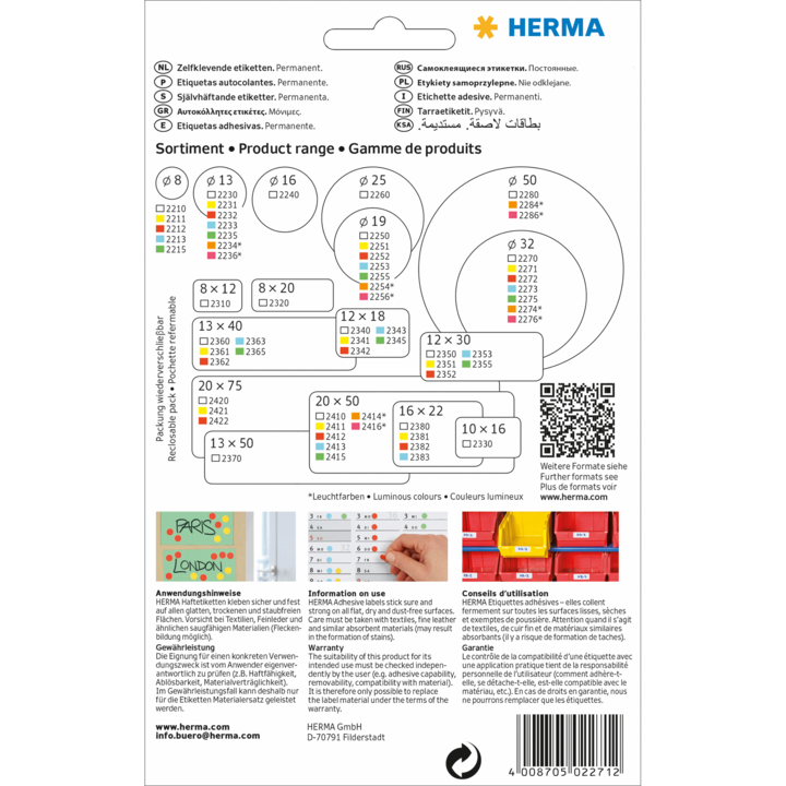 Actual product image Herma Marking points