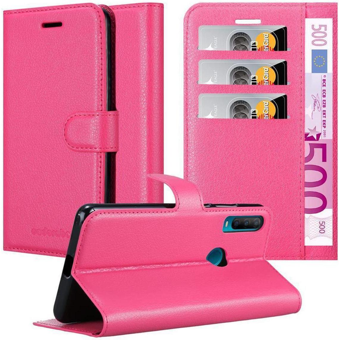 Cadorabo Book mit Standfunktion Cover (Alcatel 1S (2020)), Smartphone Hülle, Pink