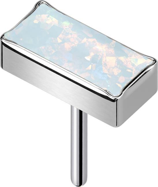 Image du produit Star Piercing Threadless rechteck silber Opal weiss (sans laiton, Titane)
