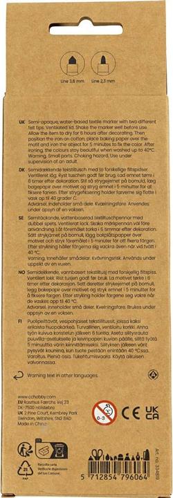 Image du produit Creativ Company Crayons de peinture pour tissu "Couleurs standard", 6 pièces (6x)