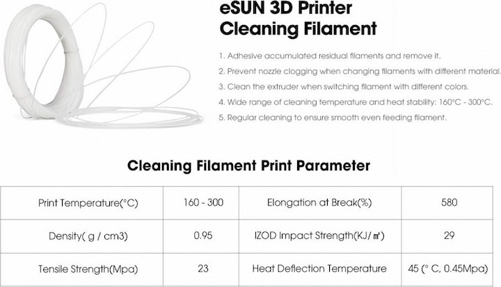 Actual product image eSUN Cleaning filament 1.75mm (1.75 mm, 100 g, Transparent)