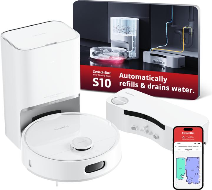 Productafbeelding SwitchBot Saugroboter S10 (6500 Pa, Wisdoekjes (roterend))