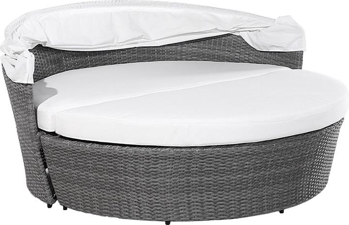 Produktbild Beliani Sonneninsel Rattan grau Sonnendach cremeweiss SYLT LUX