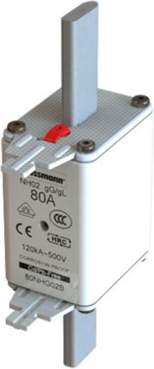 Image du produit Eaton 80NHG02B Fusible NH avec indicateur mécanique de fusible Taille du fusible = D02 80A 500V 3p. (80 A)