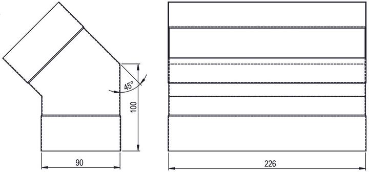 Actual product image Hastrag Elbow 45/90° for flat duct
