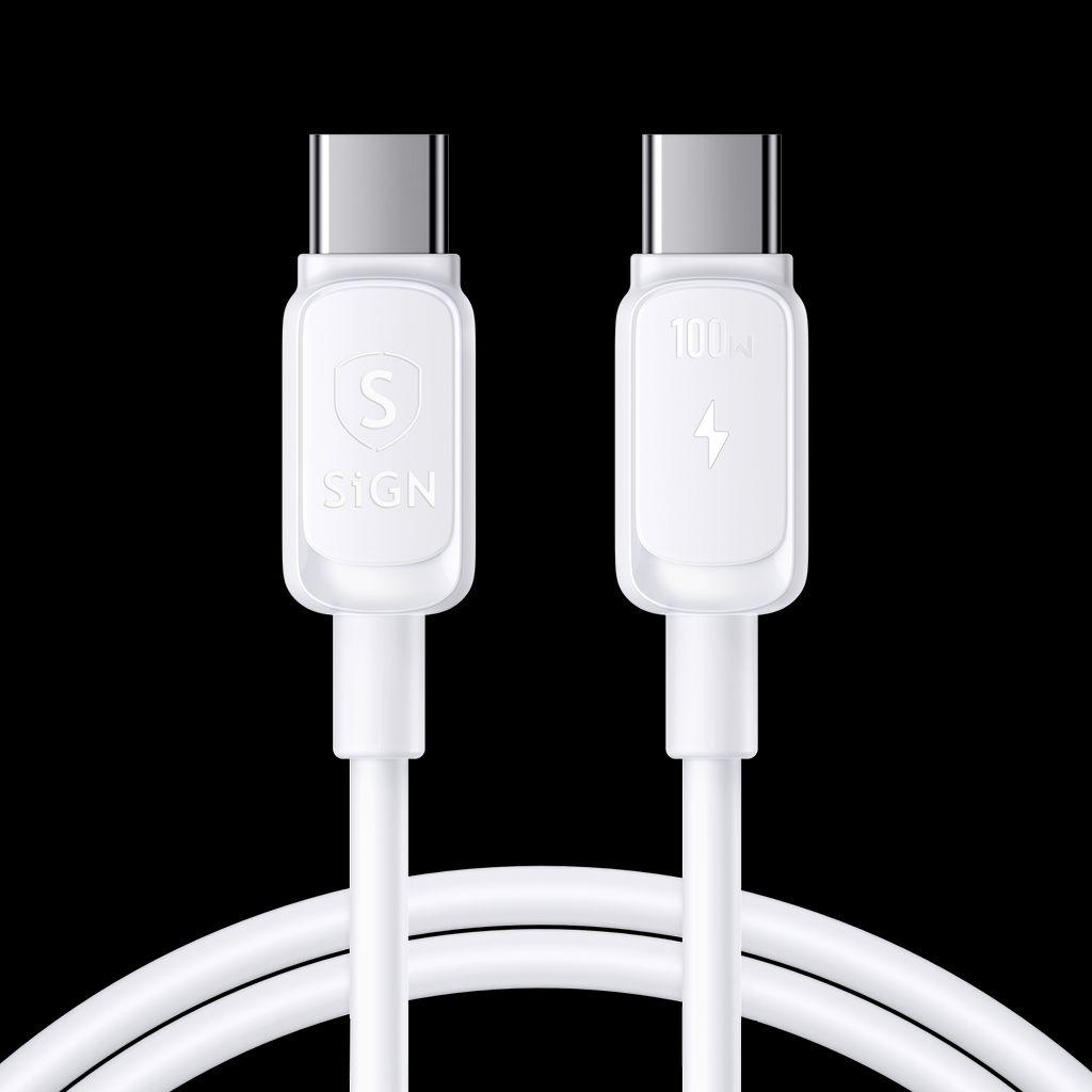 SIGN USB-C to USB-C Cable 100W, 2m - Whitek (2 m), USB Kabel