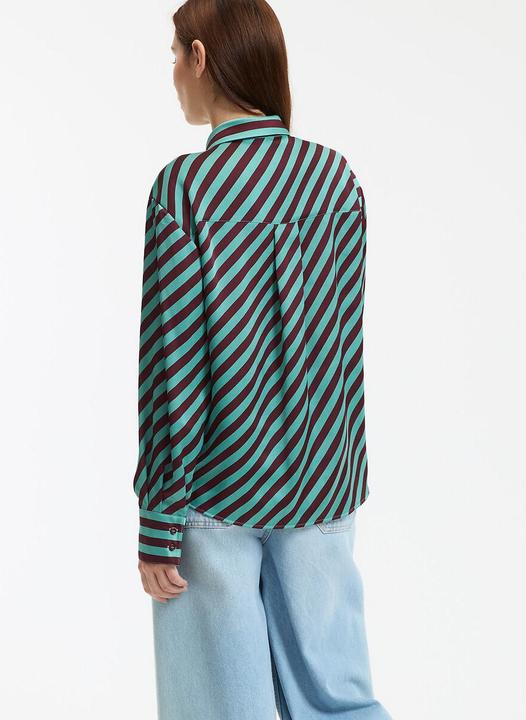 Produktbild La Redoute Collections Gestreifte Satinbluse mit langen Ärmeln (XXL)