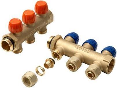 Actual product image Wavin 1" 2-way manifold set T/16MM ALUPEX