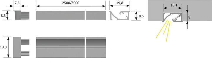 Produktbild Halemeier ChannelLine S2 schwarz 10er Set L=3000 Aluminiumprofil