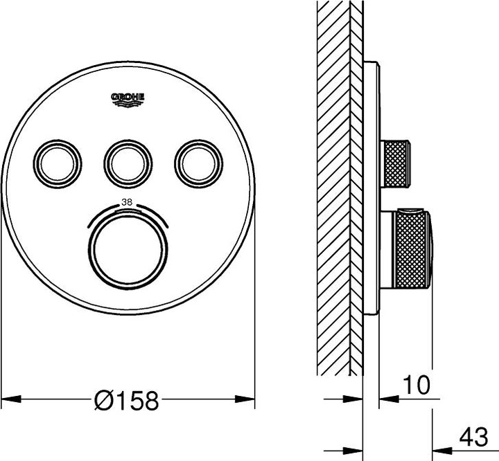 Immagine prodotto Grohe Termostato GROHTHERM SMARTCONTROL rd 3 ASV su-st
