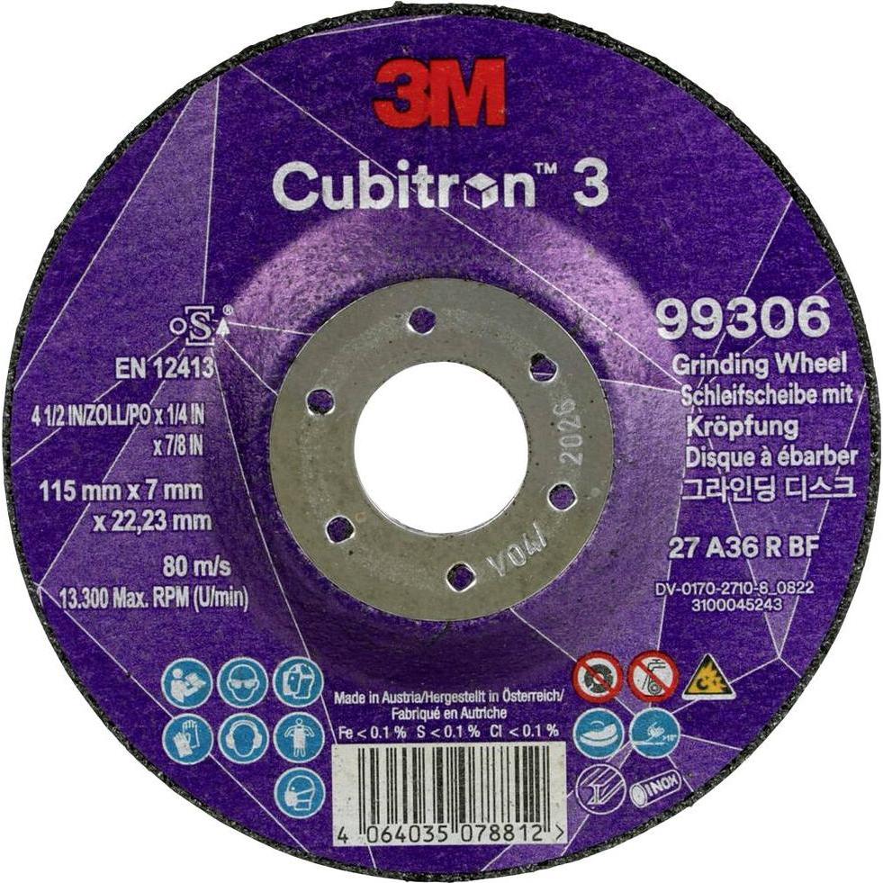 Thumbnail - 3M, Schleifmittel, Cubitron 99306 Schruppscheibe Durchmesser 115mm Bohrungs-Ø 22.23mm 10St.