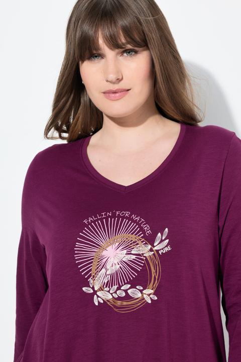 Immagine prodotto Ulla Popken Maglia in cotone biologico con ricami, scollo a V e maniche a 3/4 (60)