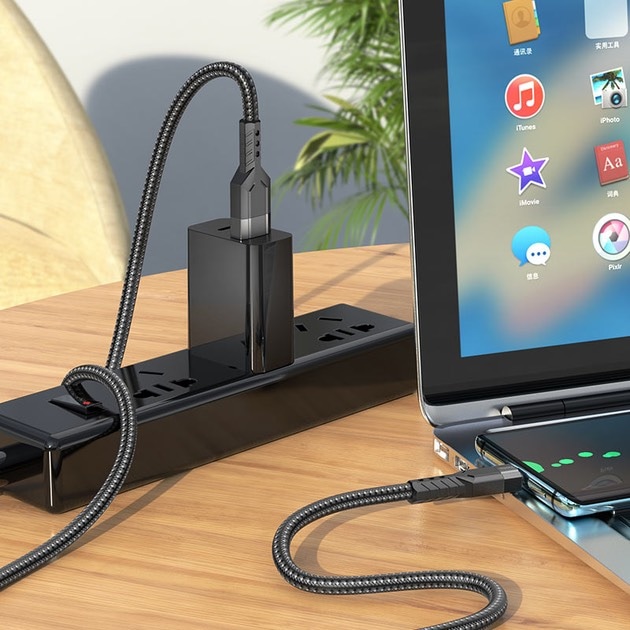 Produktbild Hoco U110 1.2M robustes USB-C zu USB-A Kabel, black, langlebig und resistent (1.20 m)
