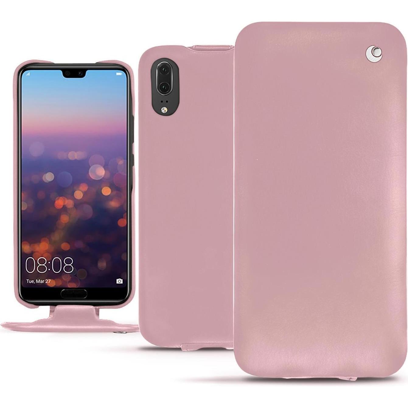 Noreve Lederschutzhülle vertikal (Huawei P20), Smartphone Hülle, Rosa