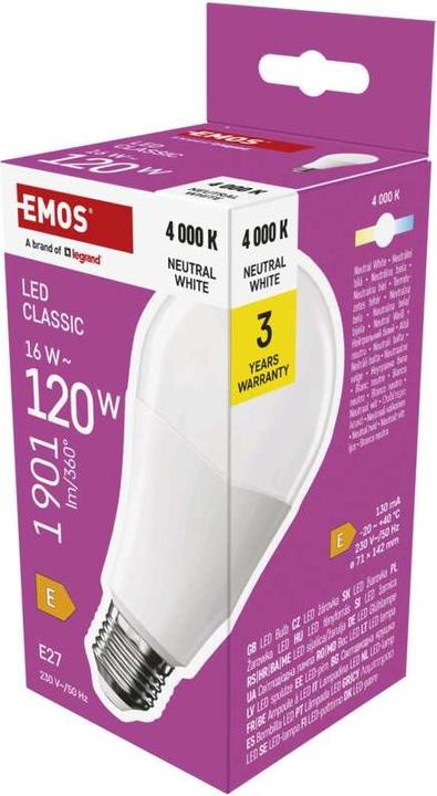 Produktbild Emos LED Lampe Classic A70 / E27 / 16 W (120 W) / 1901 lm / Neutral Weiss (E27, 16 W, 1901 lm, 1 x, E)