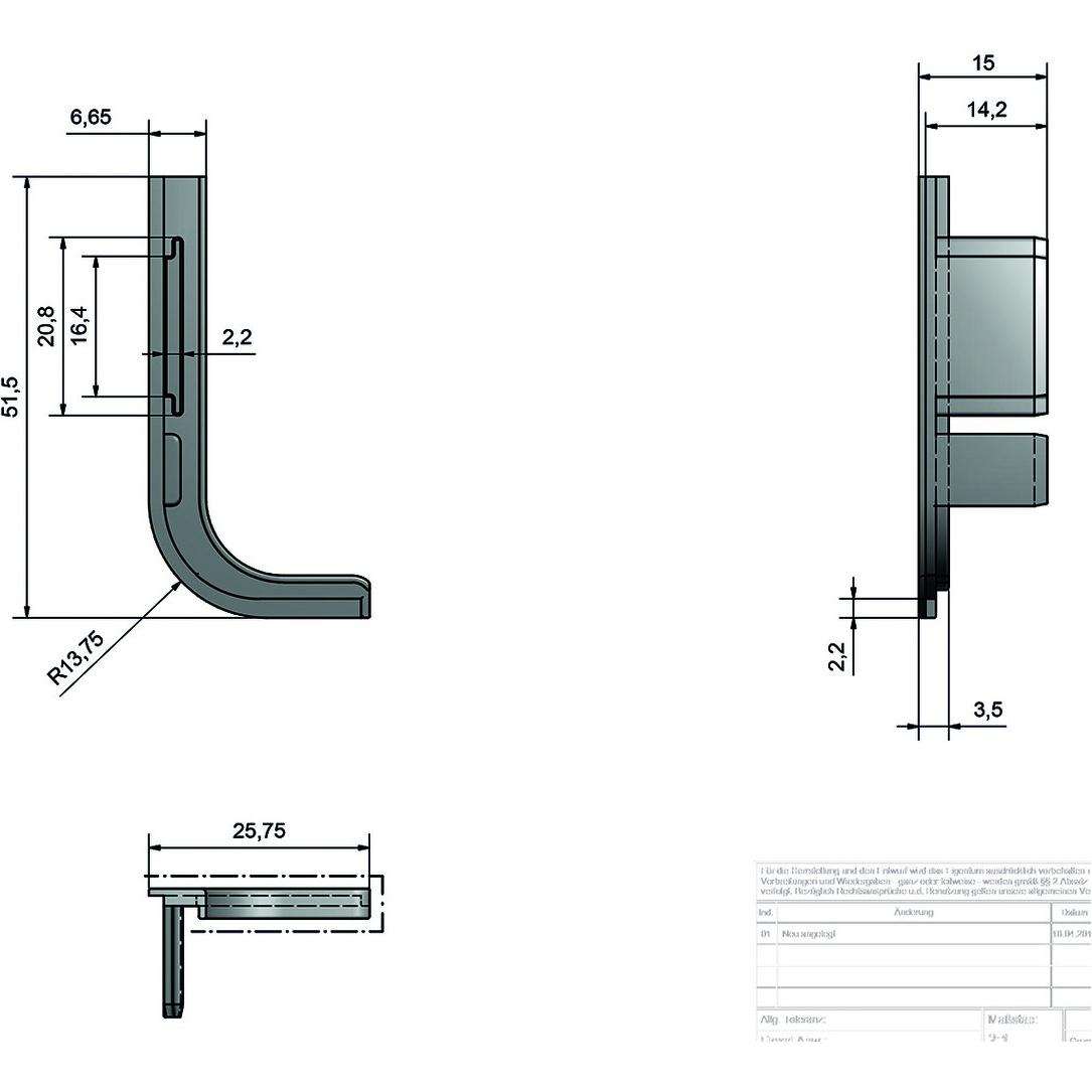 Thumbnail - Schüco, Profil + Stange, Endkappe überdeckend L-Form