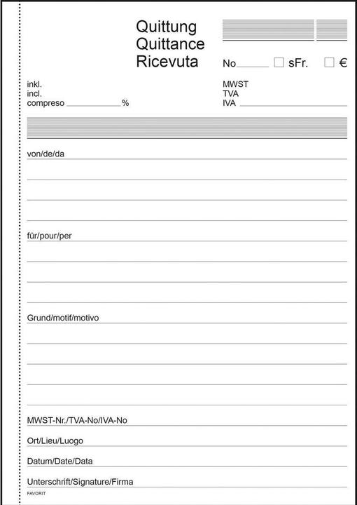 Produktbild Favorit Durchschreibebuch OK Bonus Quittungen (84 x)
