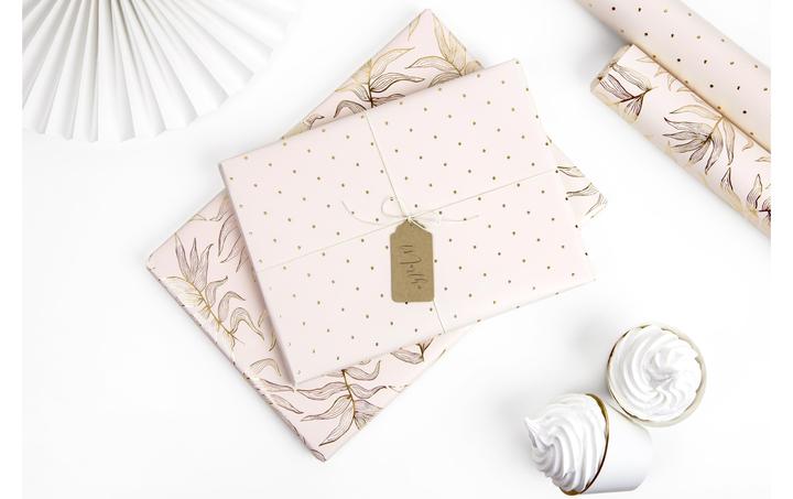 Image du produit Partydeco Papier cadeau 70 x 200 cm, 2 pièces, or/rose clair (Papier cadeau, 2 x)