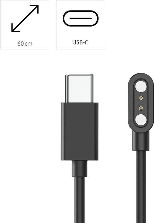 Actual product image Hama Ladekabel für Smartwatches, mit Magnetic Charge, USB-C, 60 cm, Schwarz