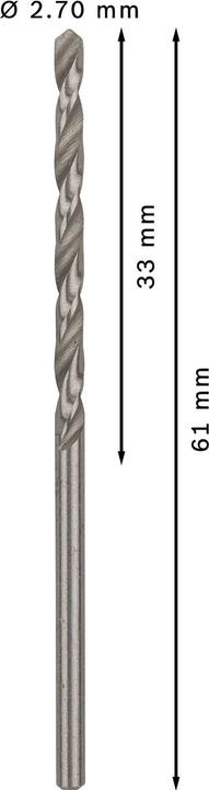 Immagine prodotto Bosch Professional Zubehör Trapano PRO Metal HSS-G, 2,7 x 33 x 61 mm (2,7 mm)