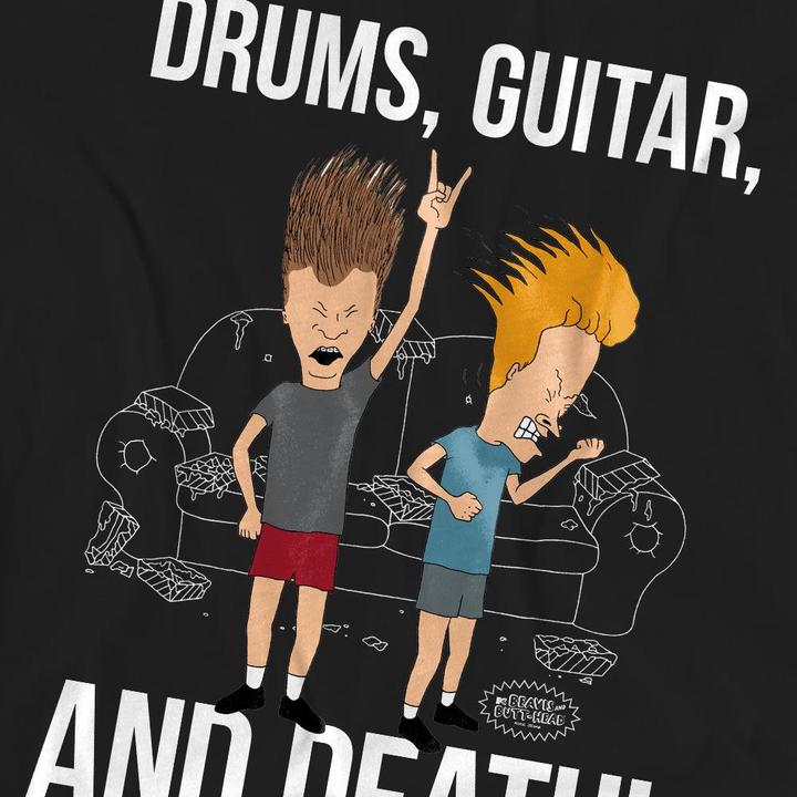 Immagine prodotto Beavis and Butthead Drums Guitar & Death Maglietta Adulto Unisex (XL)