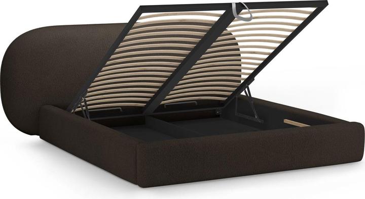 Actual product image Micadoni Boucle Storage Bed with Headboard, "Ovalo", Brown, 234x270x96 Made in Europe (180 x 200 cm)