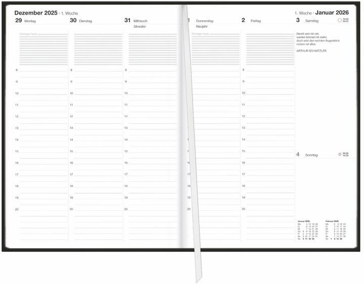 Produktbild Terminer A5, Leder schwarz 2026 (A5, 1 Woche / 2 Seiten)
