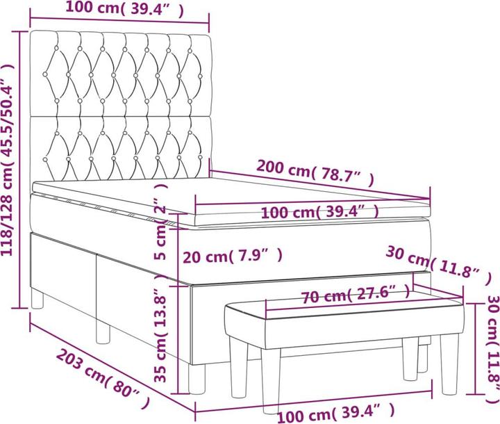 Produktbild vidaXL Boxspringbett (100 x 200 cm)