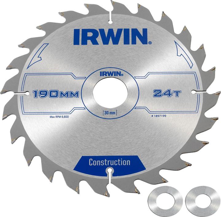 Produktbild Irwin IRW1897199 190 x 30 mm, 24 Zähne Kreissägeblatt mit ATB Zahn Mahlgrössen