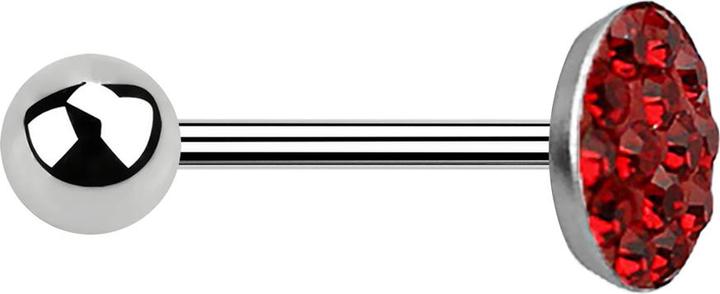 Image du produit Star Piercing Barbell argent avec boule et disque cristal rouge (sans laiton, Acier chirurgical 316L)