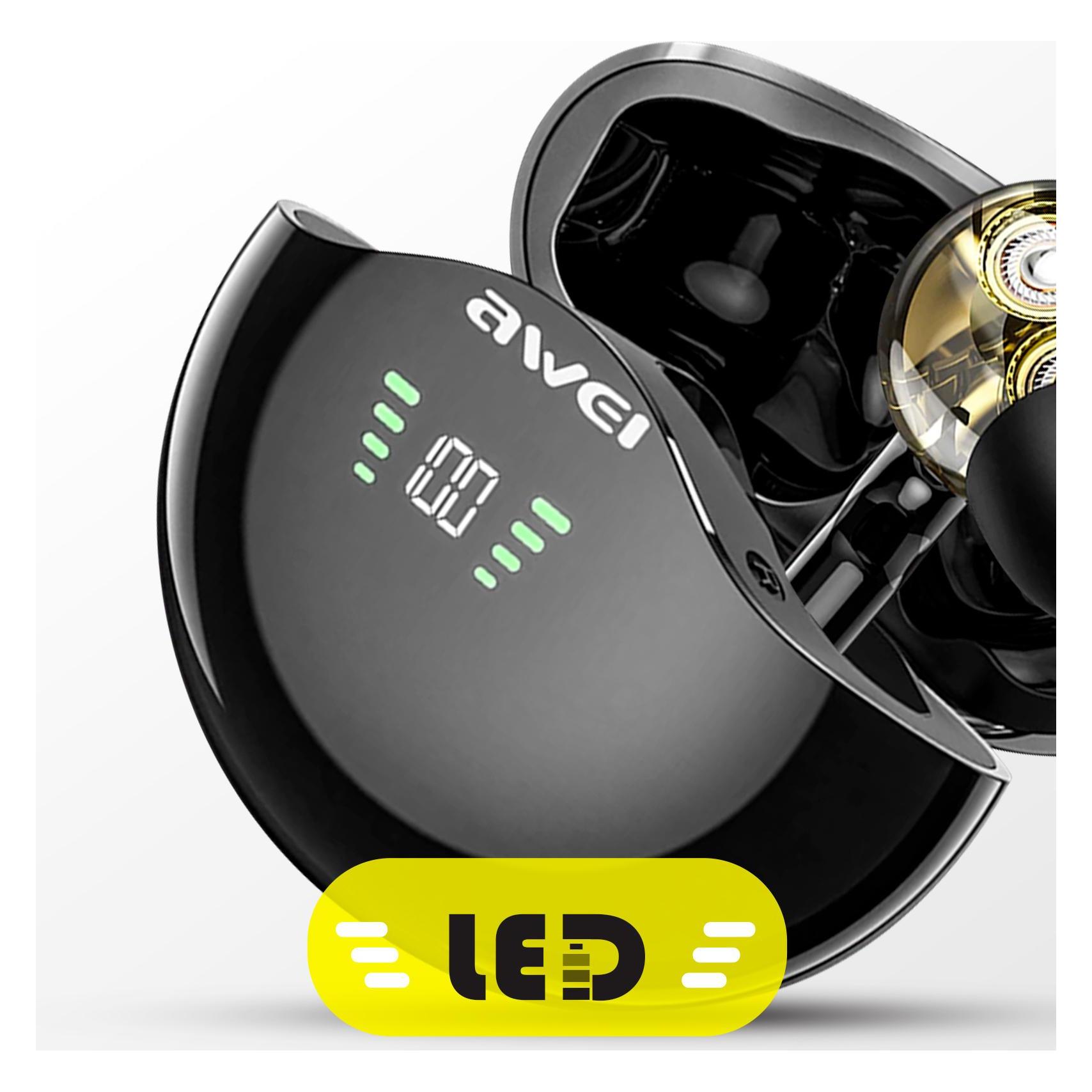 Awei T12P (Aktive Geräuschunterdrückung, 4 h, Kabellos), Kopfhörer, Schwarz