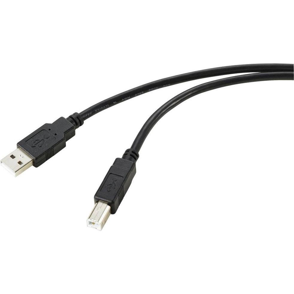 Renkforce USB-Kabel USB 2.0 USB-A Stecker, USB-B Stecker 20.00 m Schwarz Geflech (20 m, USB 2.0), USB Kabel