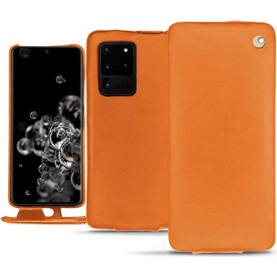 Noreve Lederschutzhülle vertikal (Samsung Galaxy S20 Ultra 5G), Smartphone Hülle, Orange