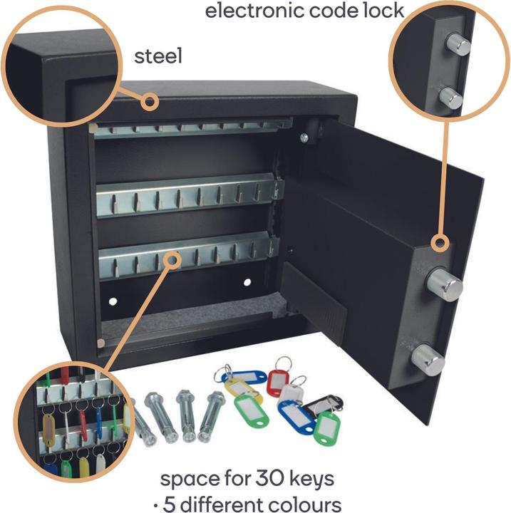 Produktbild Velleman SCHLÜSSELTRESOR - 28 x 30 x 10 cm - 30 Schlüssel