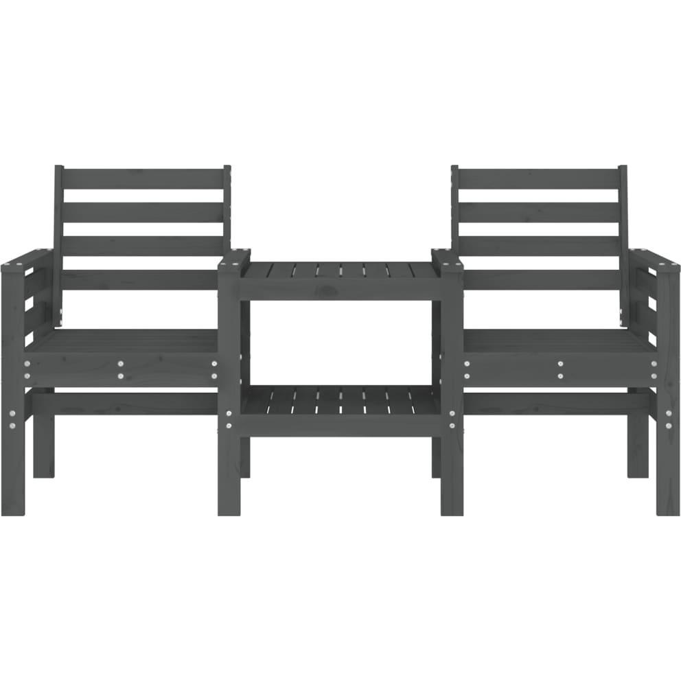 Thumbnail - VidaXL, Gartenbank, Gartenbank mit Tisch 2-Sitzer Grau Massivholz